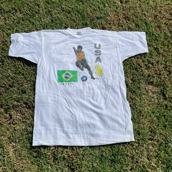 Grail Bloakcore Vintage 1994 World Cup Soccer USA Brazil Single Stitched Shirt - Picture 1 of 9